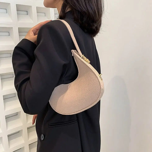 Women's Crocodile Grain Underarm Bags Felt Fashion Shoulder Bag Cute Simple Handbags Female Purses